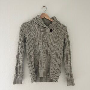 100% Cotton Cozy Cable Knit Sweater - Sage